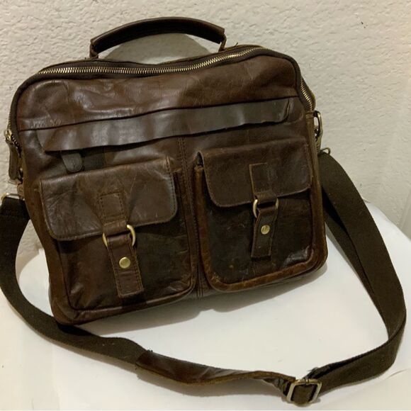 Vintage Mersq Leather Breifcase Hand Made in Austria Beautiful 13x15 - Picture 1 of 15